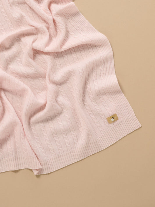 Purebaby Pink Cashmere Cable Stitch Blanket 100x100cm - image 2