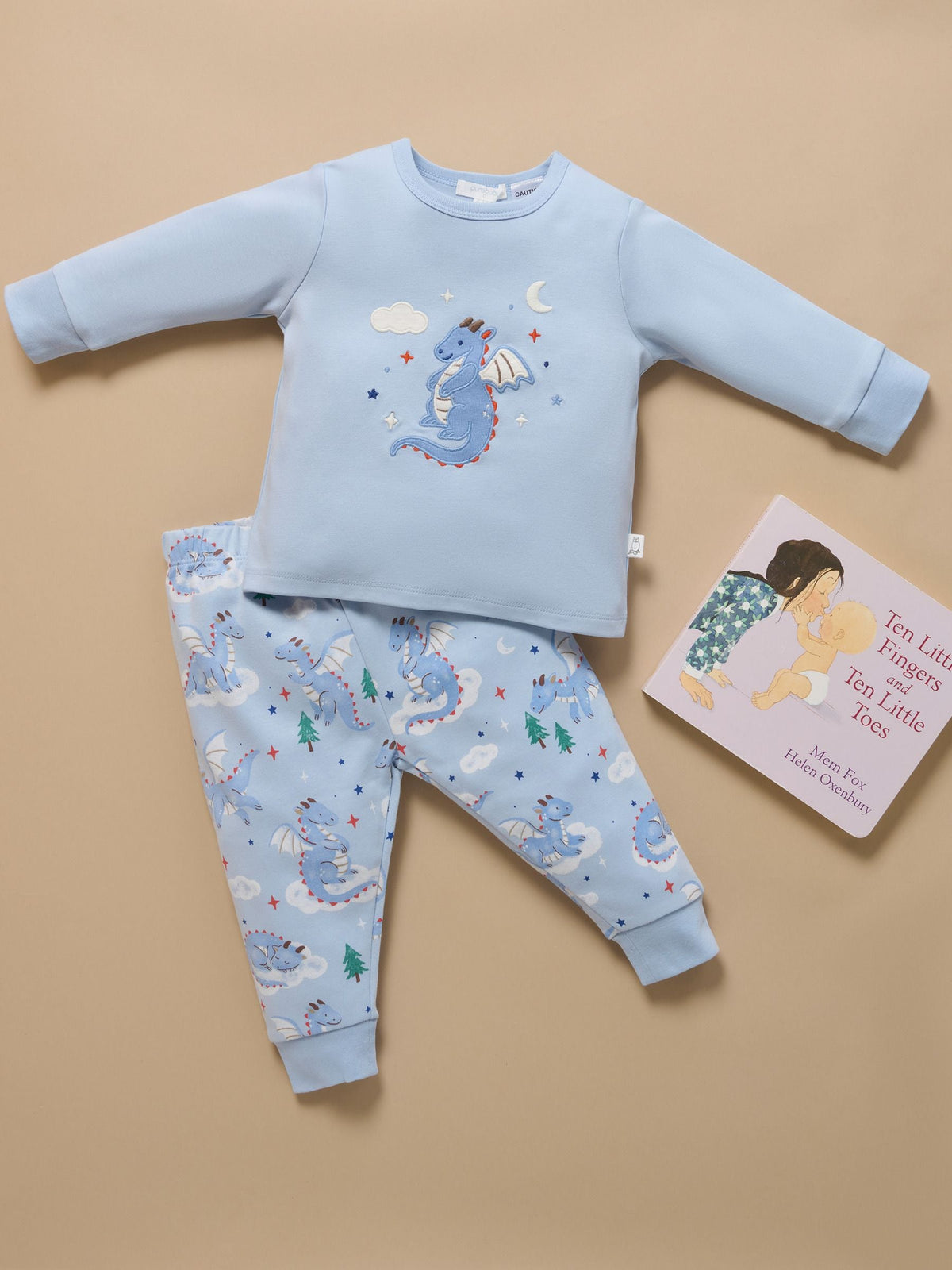 Purebaby Blue Thick Long Sleeve Printed Pyjamas Set - image 5