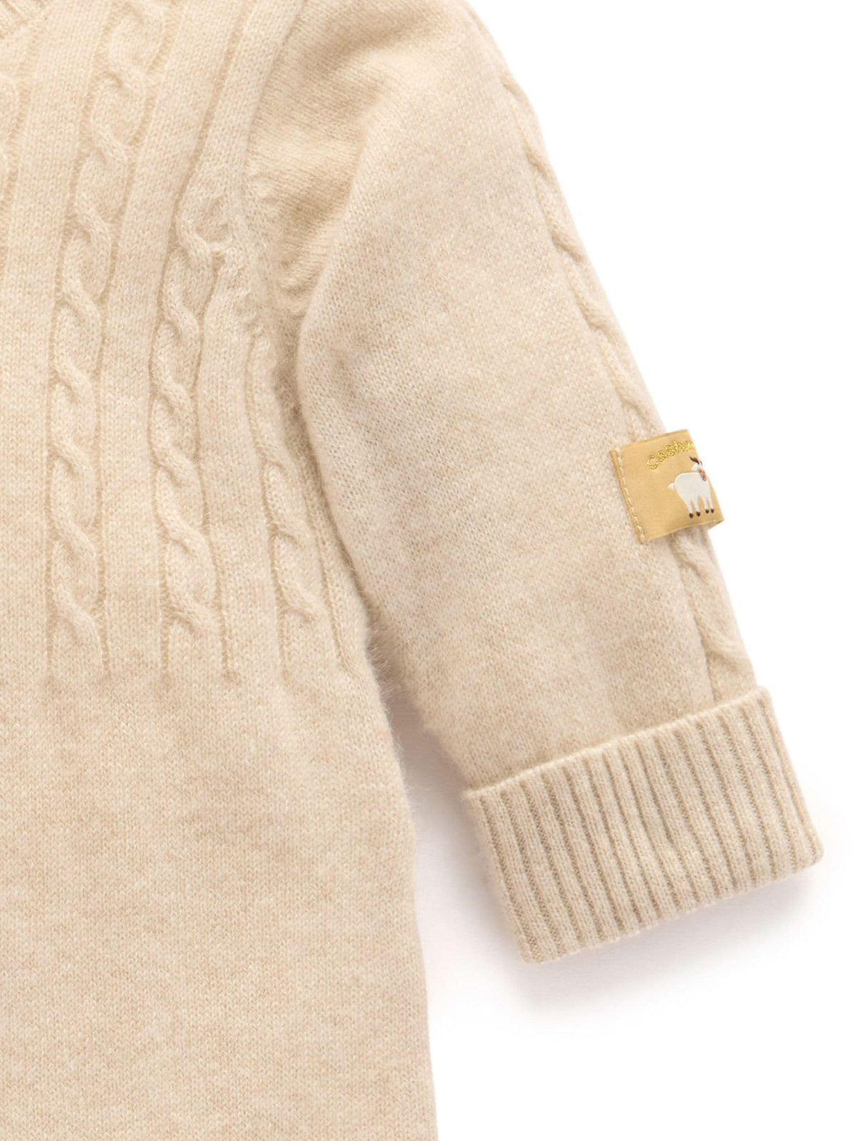 Purebaby Brown Cashmere Cable Stitch Footless Sleepsuit - image 5