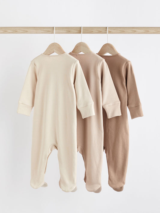 Oatmeal Baby 100% Cotton Sleepsuits 3 Pack (0-3yrs) image 3