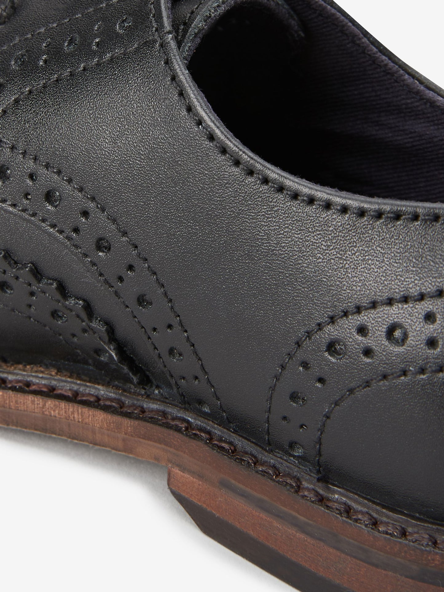 Black Standard Fit (F) Leather Laceup Brogue Shoes image 4