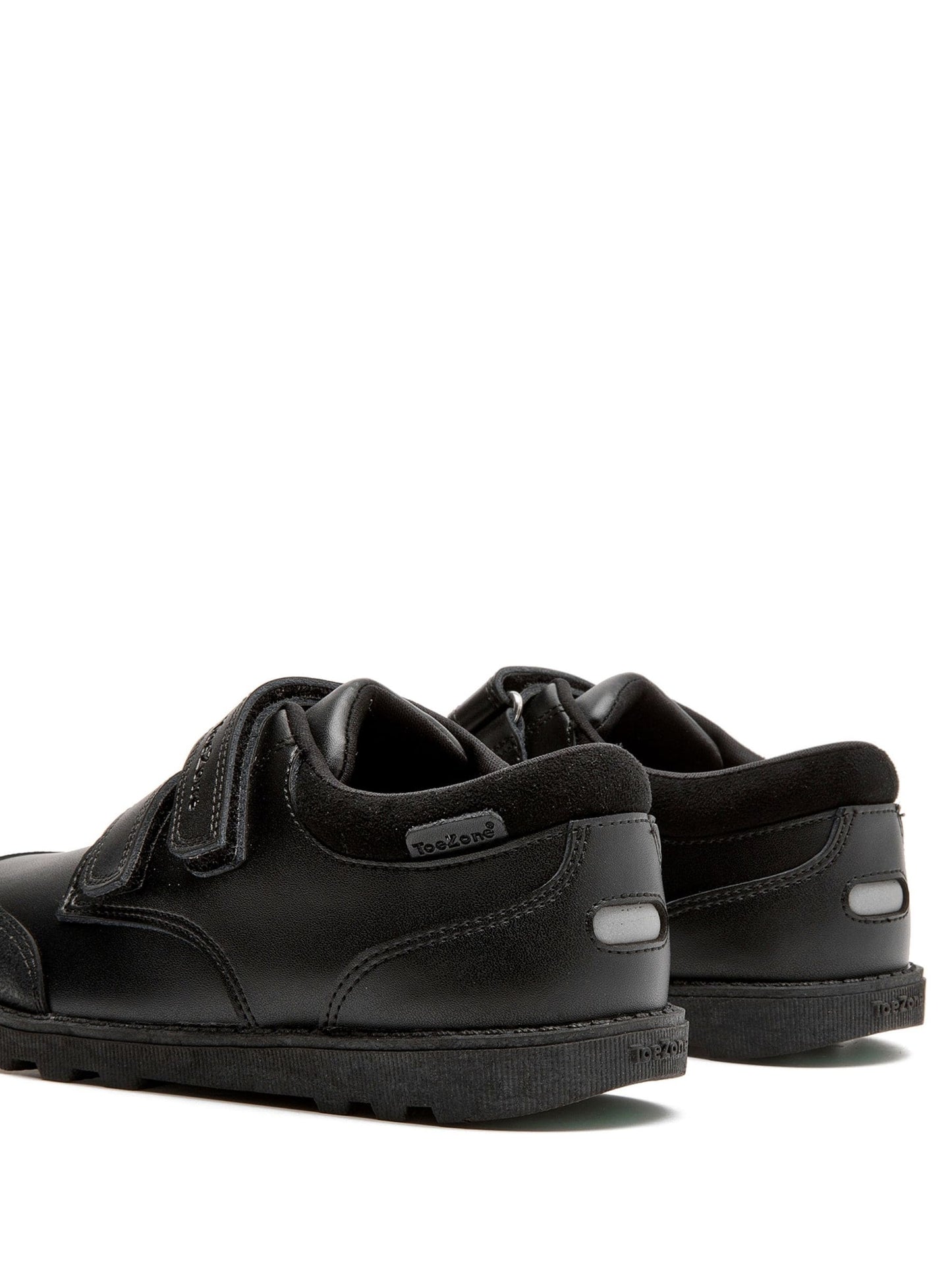 Toezone Black Tracer Classic Double Rip Tape Leather School Shoes image 7