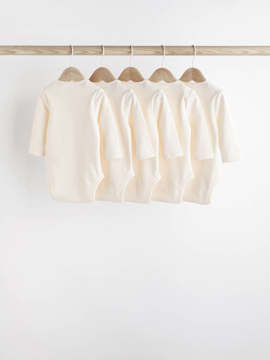 Dsiney Kidz - Cream Essential Baby Long Sleeve Bodysuits 5 Pack image 2