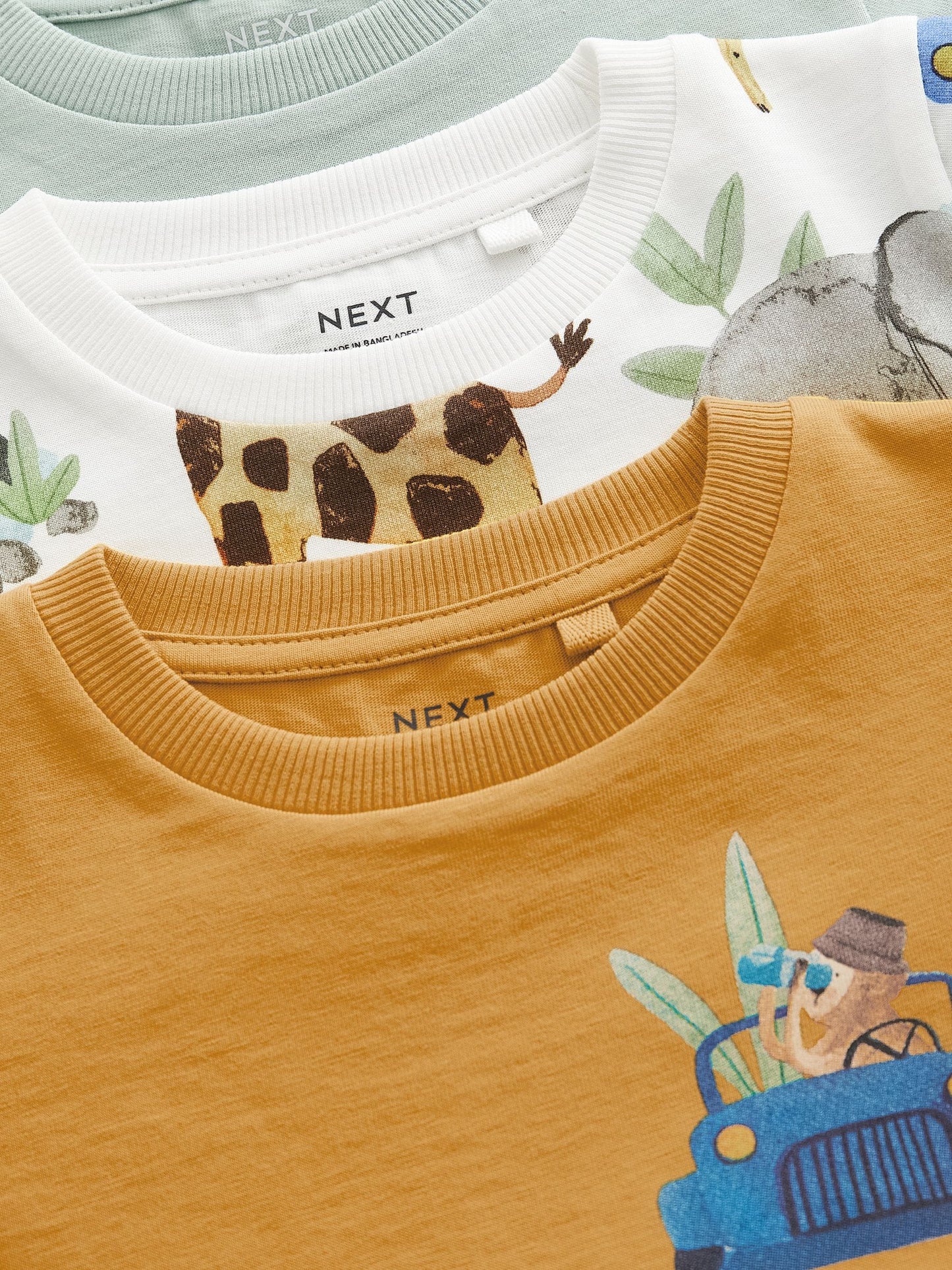 Dsiney Kidz - Blue/Yellow Safari Long Sleeve Animal Print Character T-Shirts 3 Pack (3mths-7yrs) image 6
