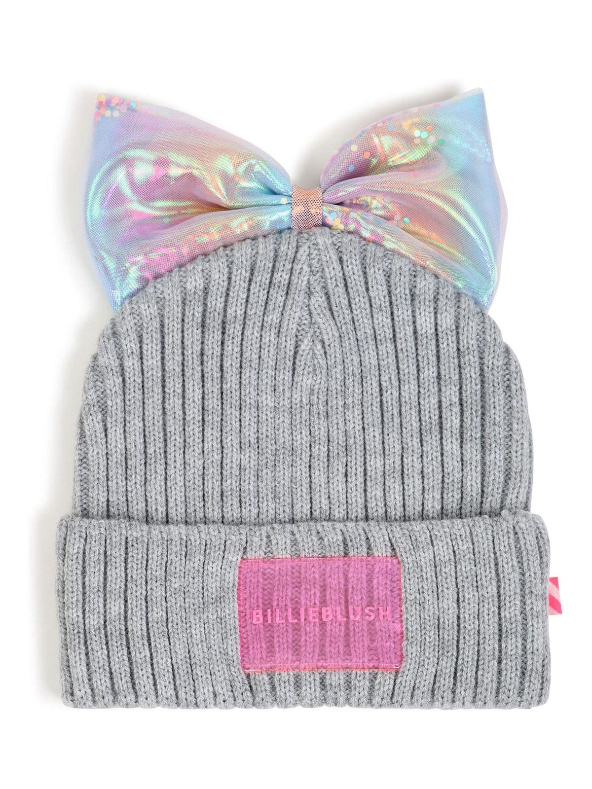 Dsiney Kidz - Billieblush Grey Beanie With Iridescent Bow With Confettis image 1
