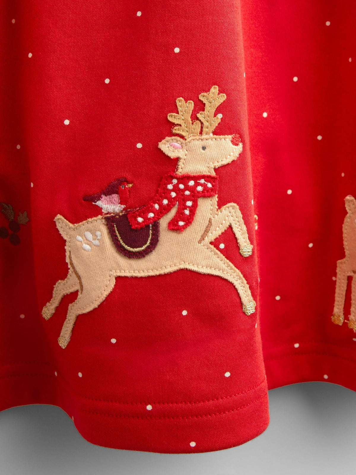 JoJo Maman Bébé Red Reindeer Appliqué Hem Jersey Dress - image 4