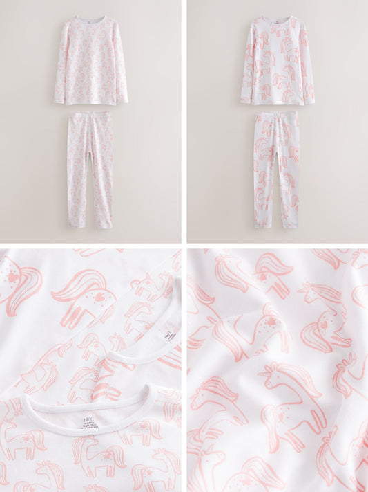 Pink Unicorn Print Kind to Skin Pyjamas 2 Pack (9mths-12yrs) image 3