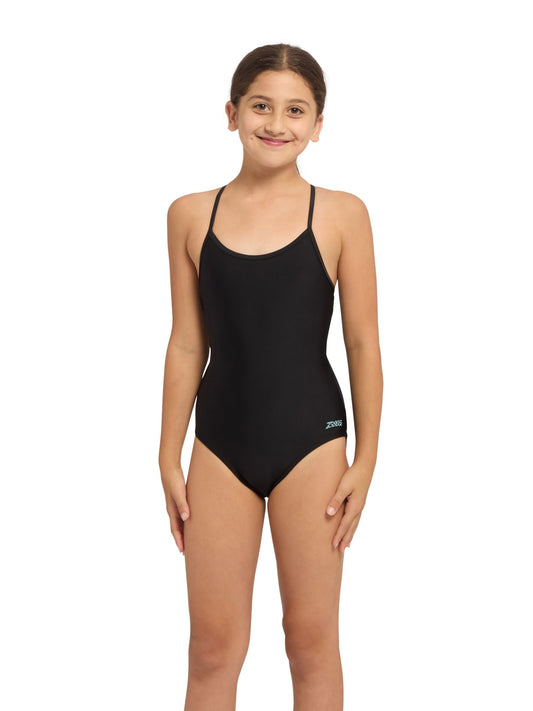 Dsiney Kidz - Zoggs Black Freedom Period Sprintback Swimwsuit image 2