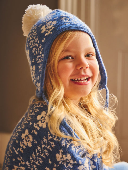 JoJo Maman Bébé Blue Floral Knit Cardigan - image 1