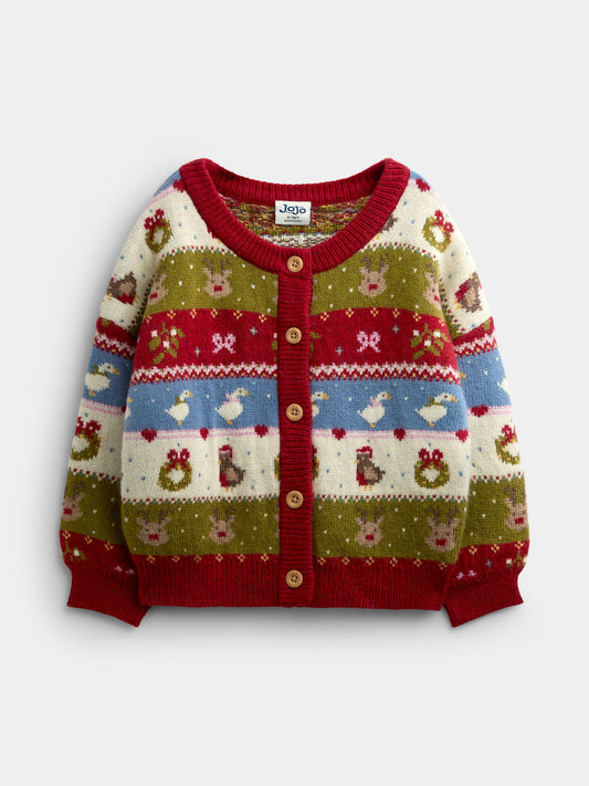 JoJo Maman Bébé Ivory Multi Character Fairisle Cardigan - image 1