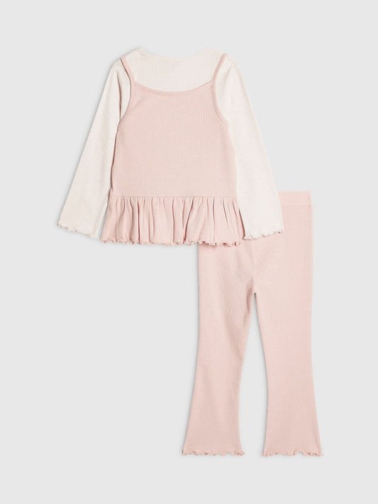 Dsiney Kidz - River Island Pink 2in1 Bow Rib Top & Legging Set image 2