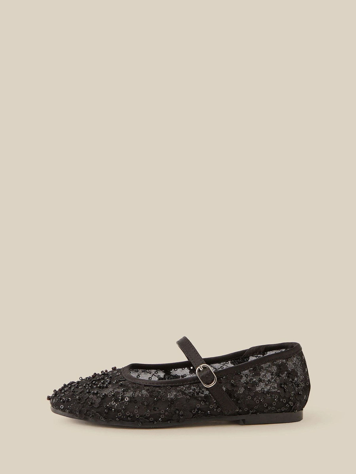 Dsiney Kidz - Monsoon Black Flower Sparkle Mesh Ballet Flats image 3