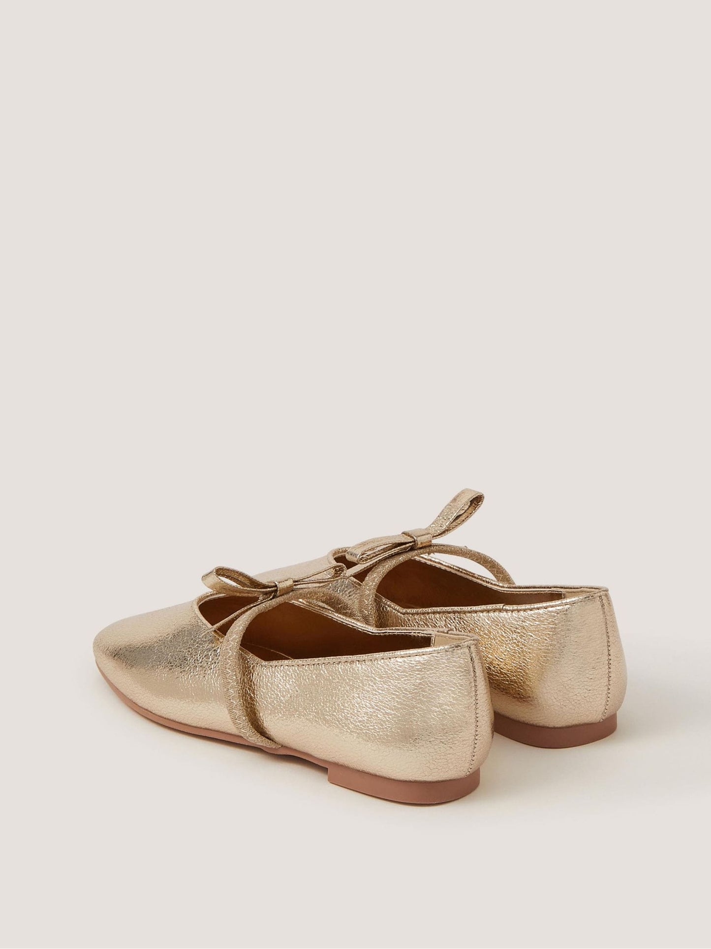Monsoon Gold Bow Strap Metallic Ballet Flats image 2
