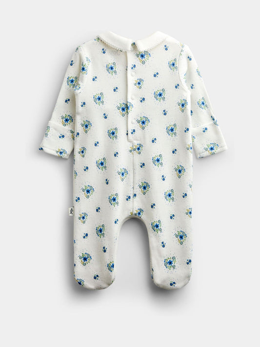 JoJo Maman Bébé Blue Floral Smocked Footed Sleepsuit - image 2