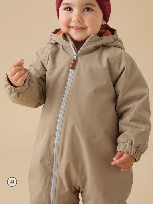 Dsiney Kidz - KIDLY by MORI Sand Cream Supersoft Fleece Lined Puddlesuit image 2