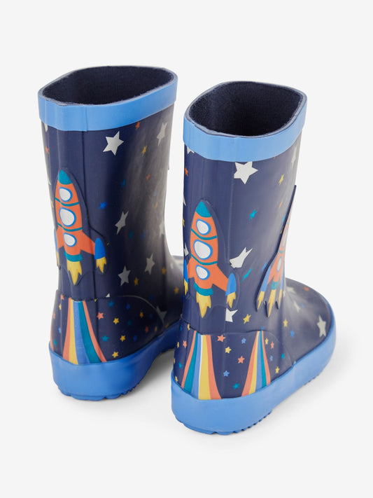 JoJo Maman Bébé Navy Blue Rocket Plain Wellies image 2
