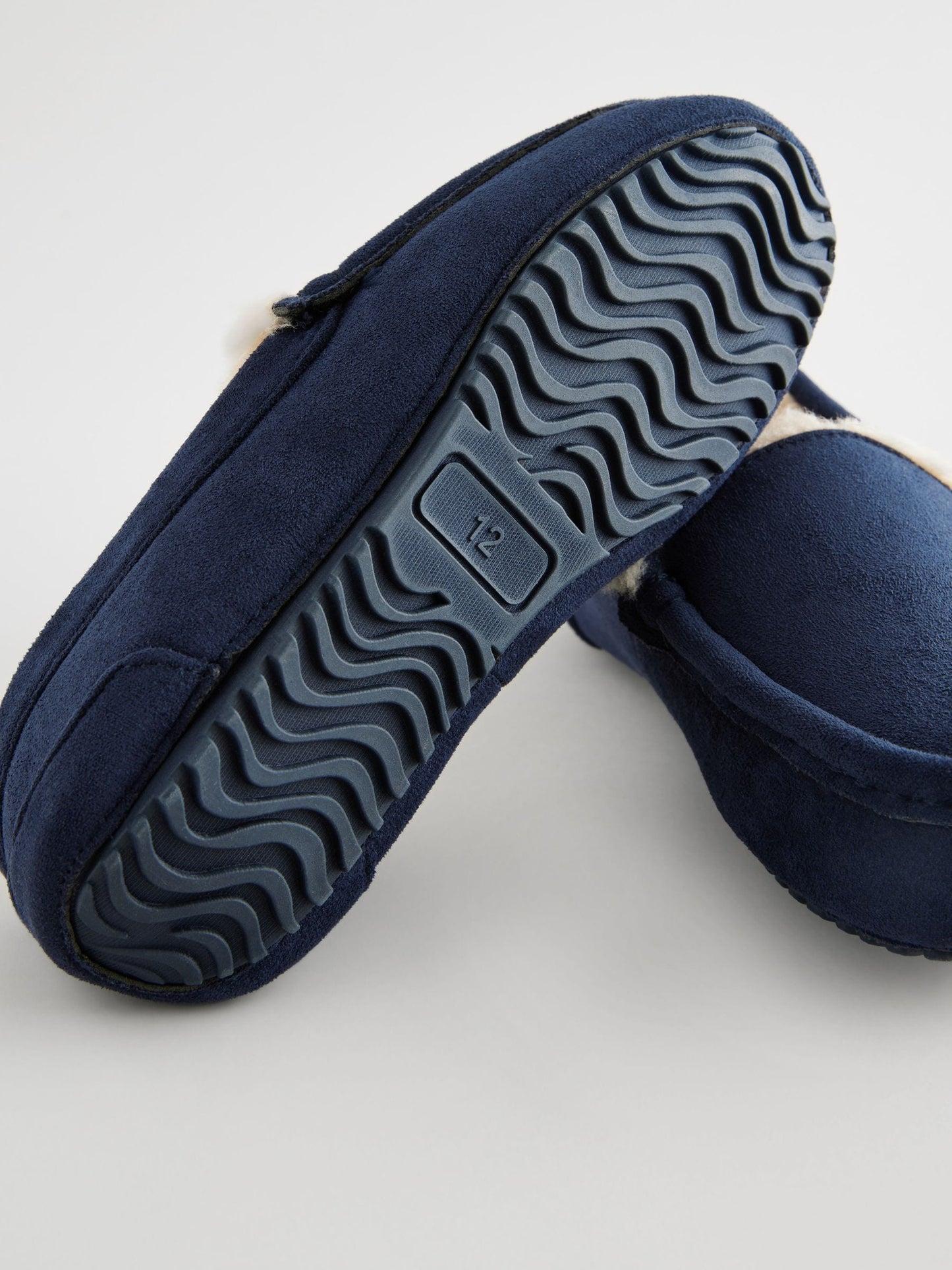 Navy Blue with Neutral Warm Lining Cosy Moccasin Slippers image 5