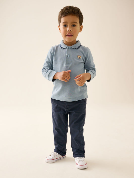 Navy Blue Stretch Chino Trousers (3mths-7yrs) image 2