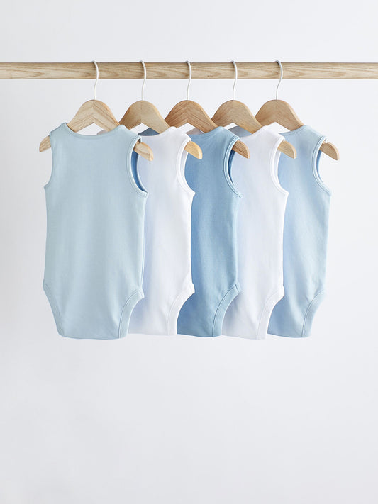 Dsiney Kidz - Blue 5 Pack Baby Vest Bodysuits image 2