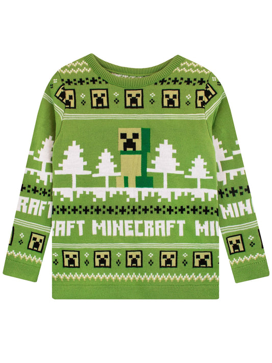 Character Green Minecraft Christmas Creepers Jumper - image 1