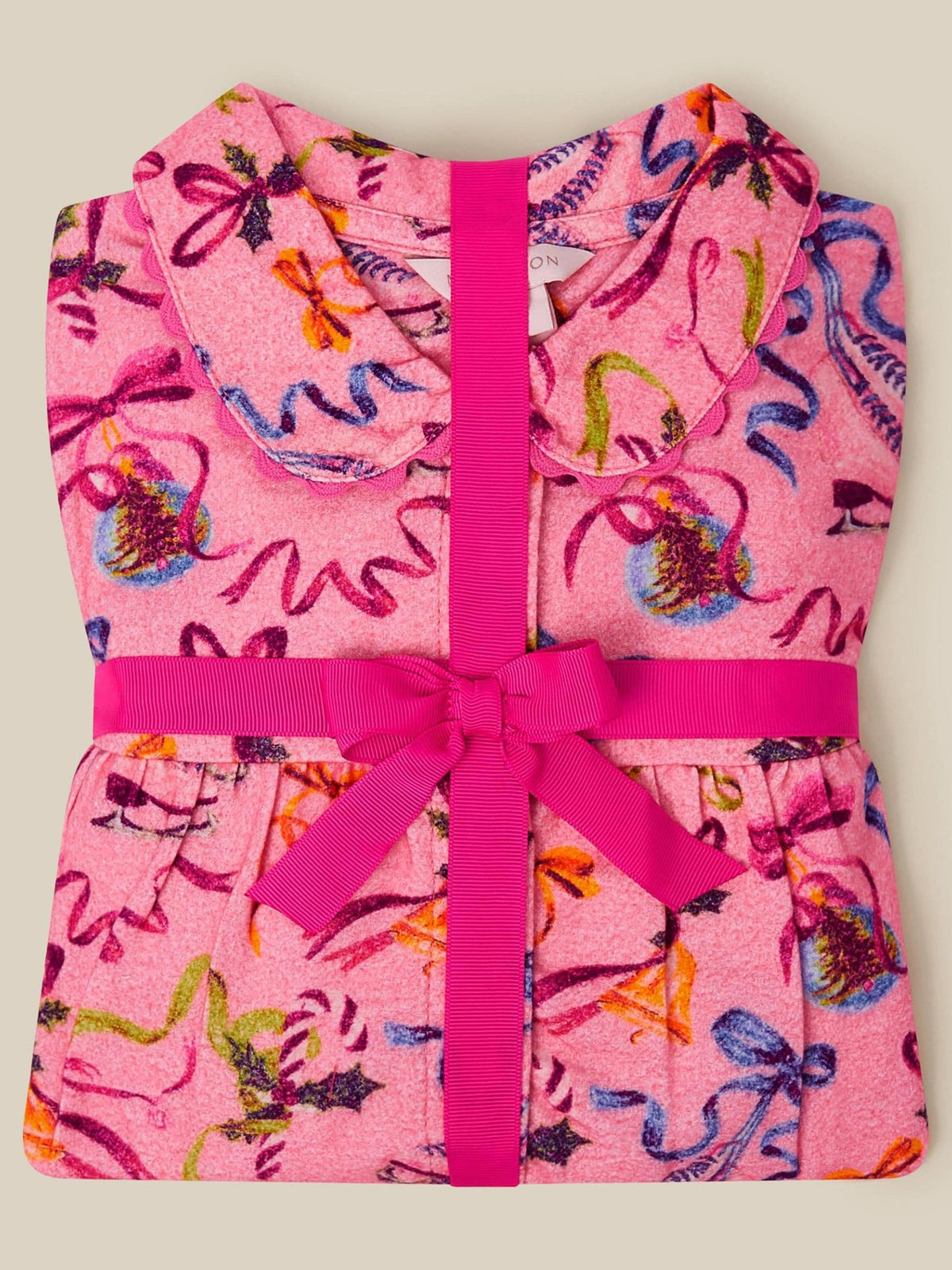 Monsoon Pink Christmas Bow Print Long Pyjamas Set - image 2