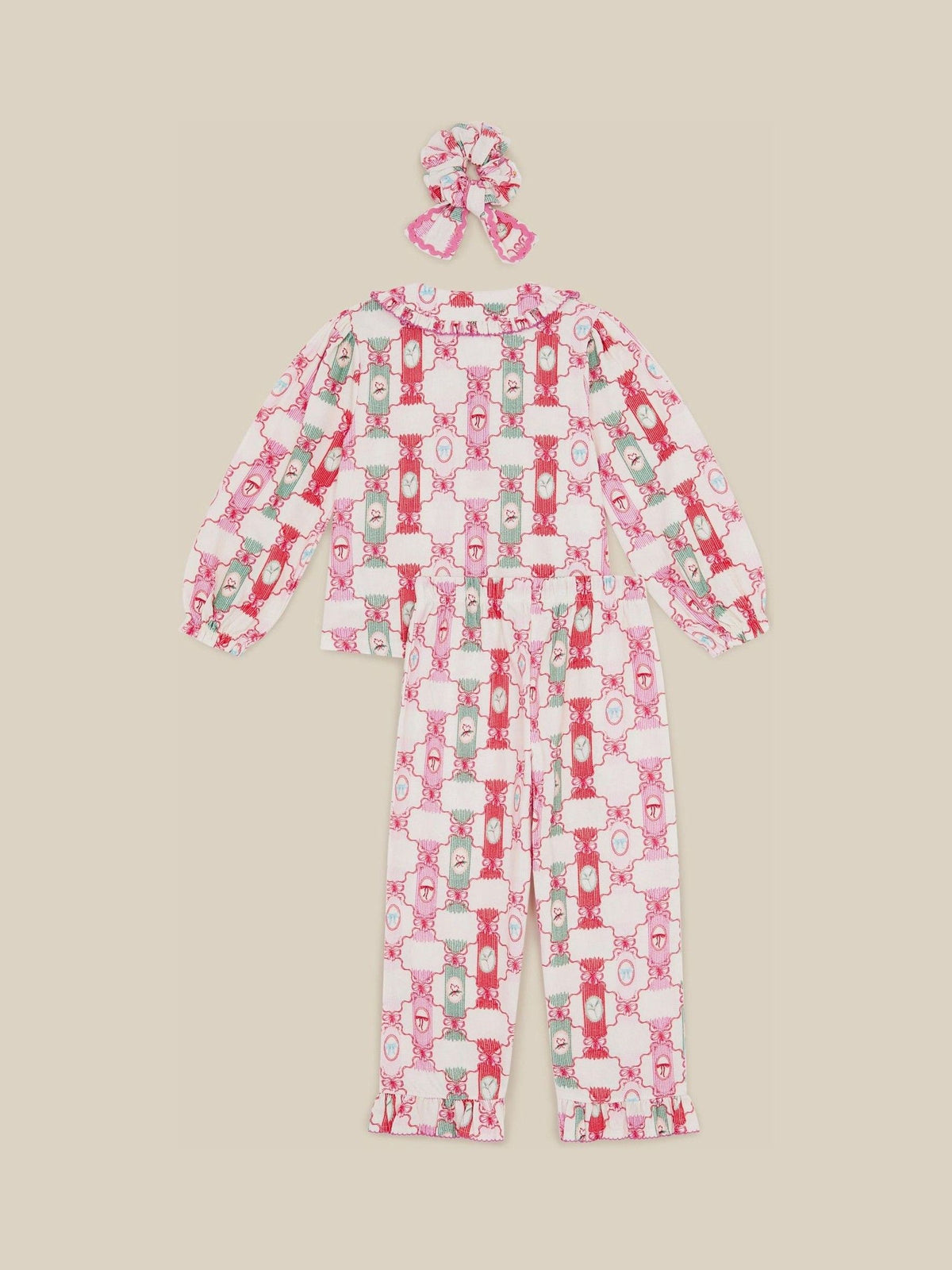 Monsoon Cream Christmas Cracker Long Pyjamas & Hair Scrunchie Set - image 1