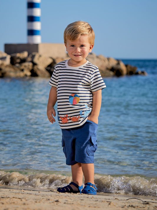 JoJo Maman Bébé Indigo Blue & Navy Blue 2-Pack Cargo Pocket Shorts image 2
