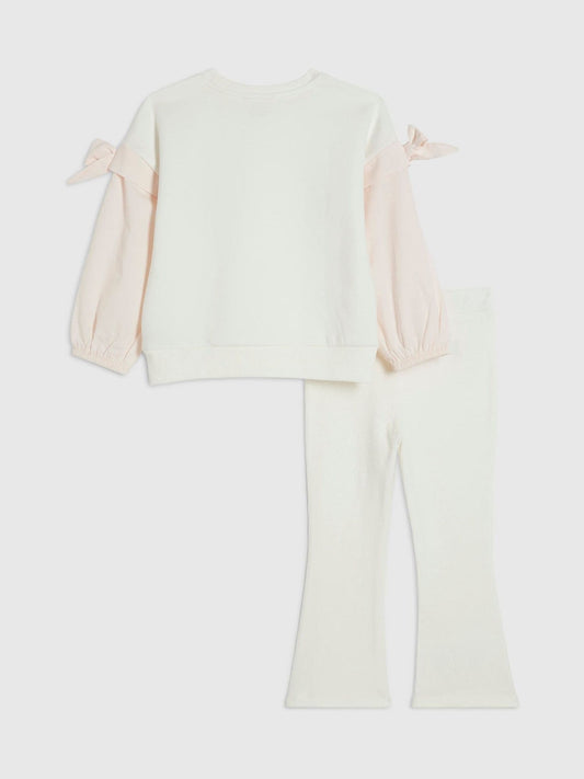 Dsiney Kidz - River Island Cream Poetcore Bow Sweater & Leggings Set image 2