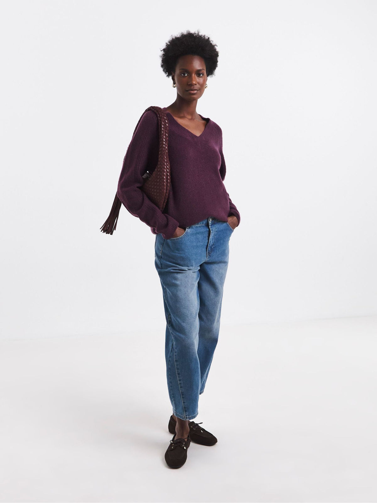 JD Williams Purple Sponge Slouchy V-Neck Jumper - image 4