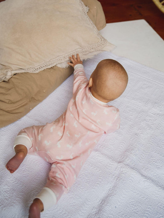 The Little Tailor Pink Front Zip Soft 100% Cotton Sleepsuit image 2