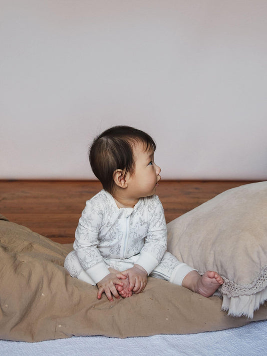 The Little Tailor White Front Zip Soft 100% Cotton Sleepsuit image 2