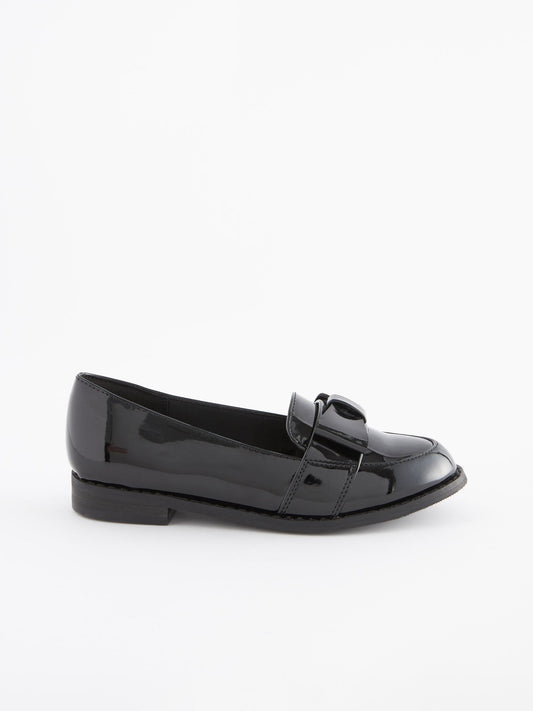 Black Patent School Bow Loafers image 2