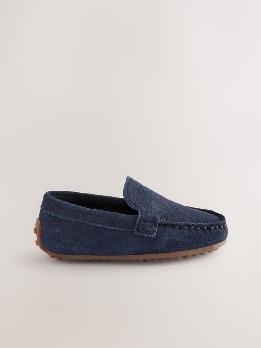Navy Blue Standard Fit (F) Suede Slip-Ons Loafer Shoes image 2