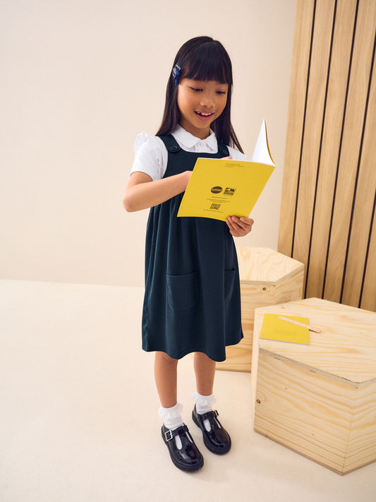Dsiney Kidz - Navy Blue Jersey Stretch Pinafore School Dress (3-14yrs) image 2