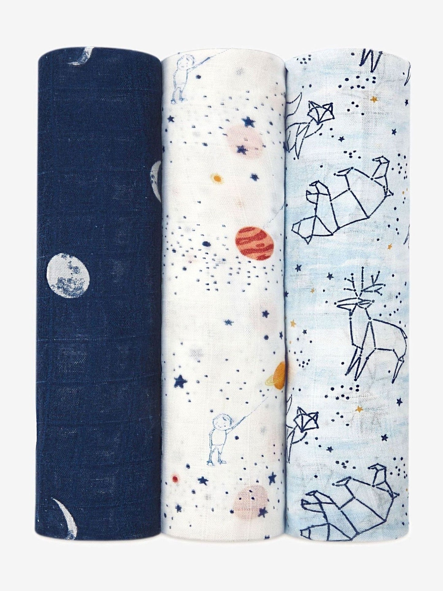 aden + anais White Large Silky Stargaze Soft Muslin Blankets 3 Pack image 1