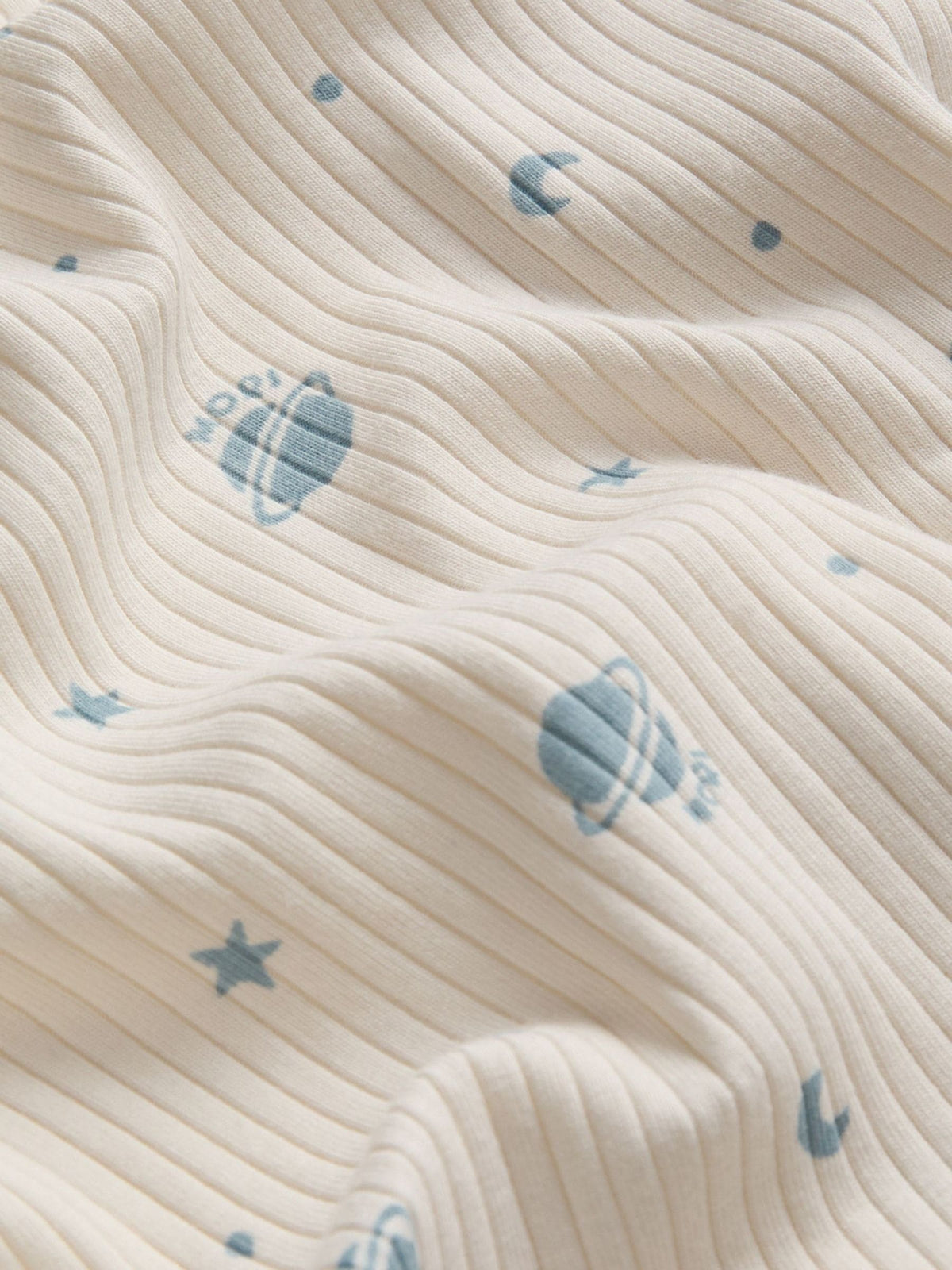 MORI Cream Space Print Supersoft Ribbed Two Way Zip-Up Sleepsuit - image 5