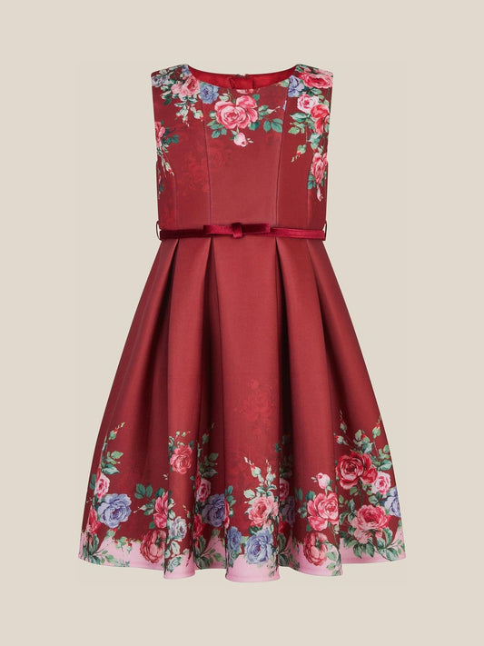 Monsoon Red Floral Print Pleated Party Dress - image 2