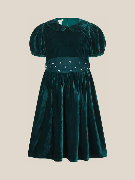 Disney Kidz - Monsoon Green Misty Embellished Velvet Party Dress image 1