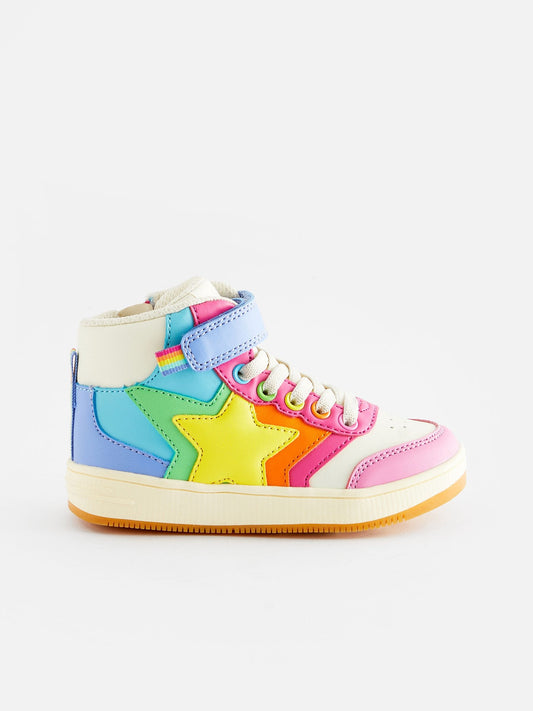 Little Bird by Jools Oliver Multi Pastel Star Hi-Top Trainers image 2
