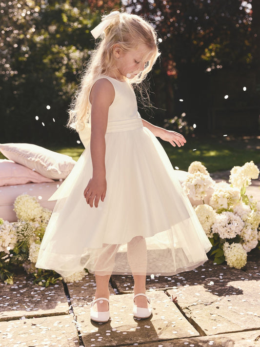 Ivory Cream Flower Girl Bow Dress (3mths-16yrs)