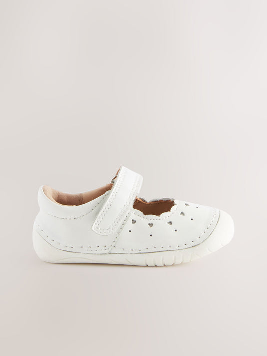 Dsiney Kidz - White Leather Standard Fit (F) Crawler Mary Jane Shoes image 2