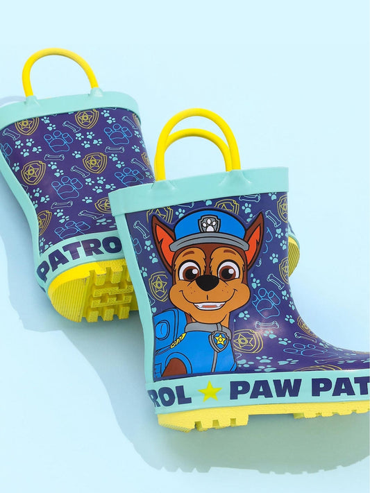 Vanilla Underground Blue Paw Patrol Boys Chase Graphic Wellington Boots with Handles image 2