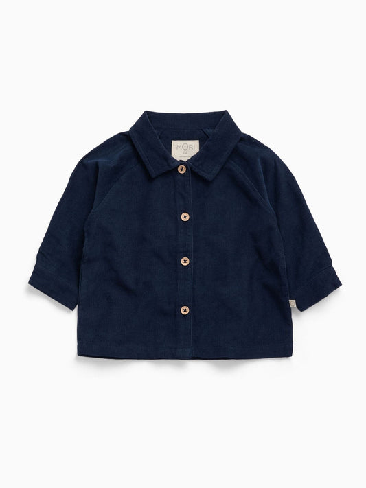 Dsiney Kidz - MORI Blue Navy Soft Corduroy Long Sleeve Button Shirt image 2