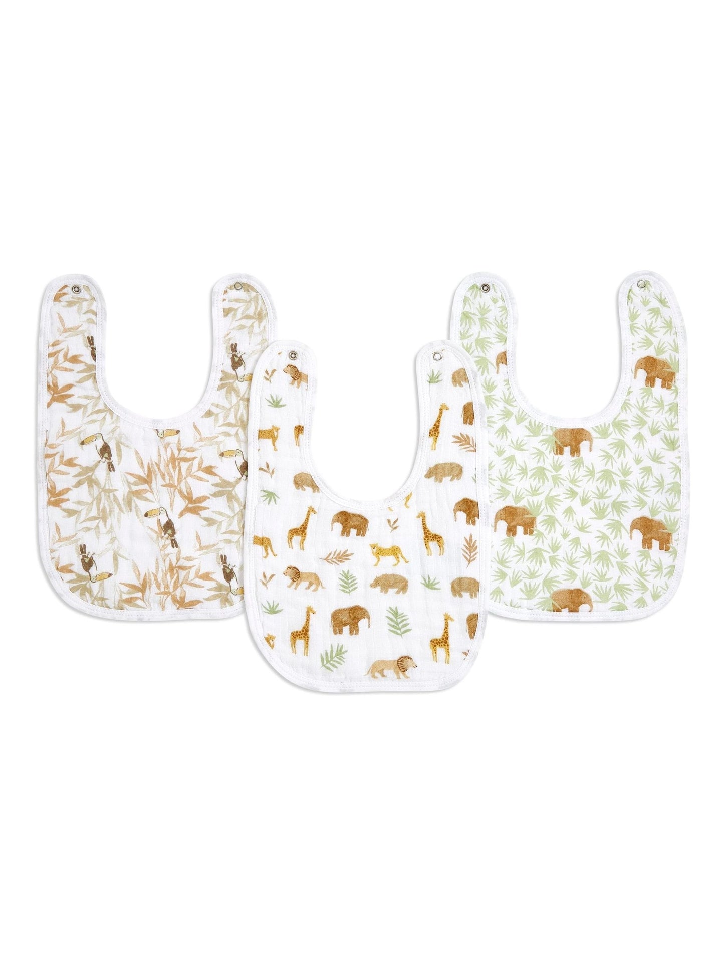 aden + anais Animal Essentials 100% Cotton Muslin Snap Tanzania Bibs 3 Pack image 1