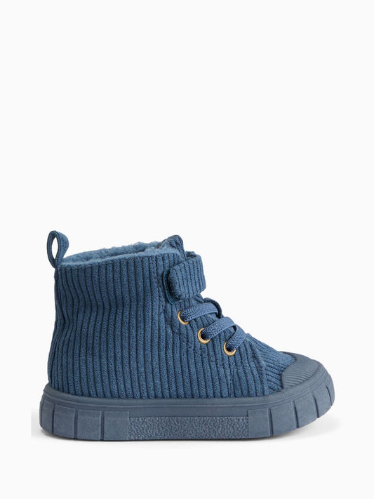Dsiney Kidz - KIDLY by MORI Blue Corduroy Hightop Trainers image 2