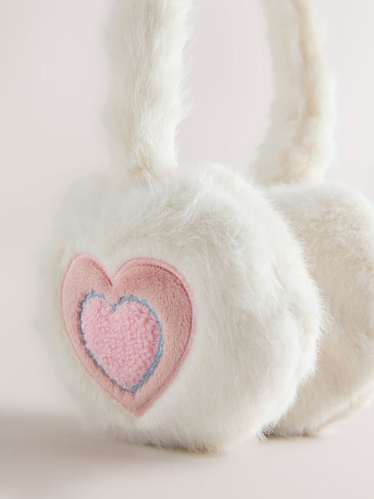 Cream Heart Embroidered Ear Muffs - image 2