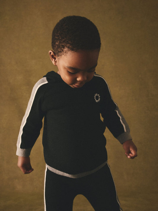 Black Knitted 100% Cotton Hoodie and Joggers Set (3mths-7yrs) image 3