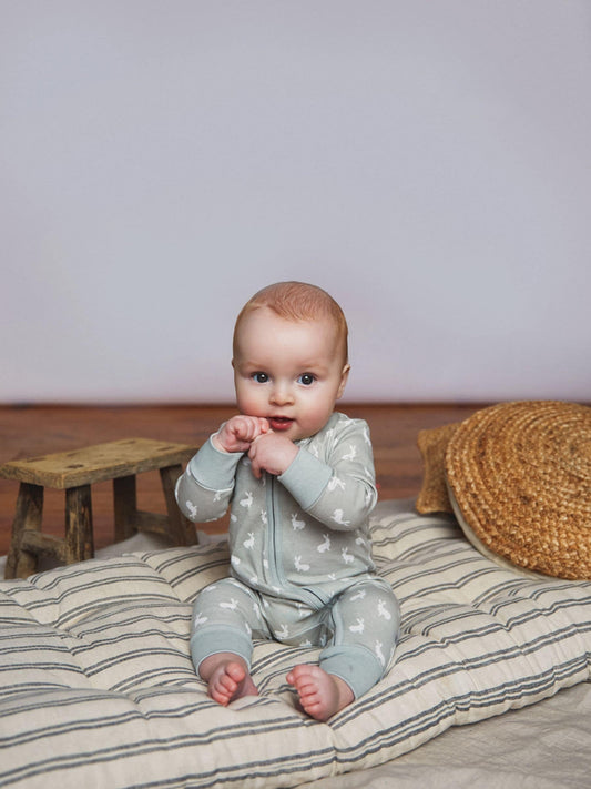 The Little Tailor Grey Front Zip Soft 100% Cotton Sleepsuit image 2
