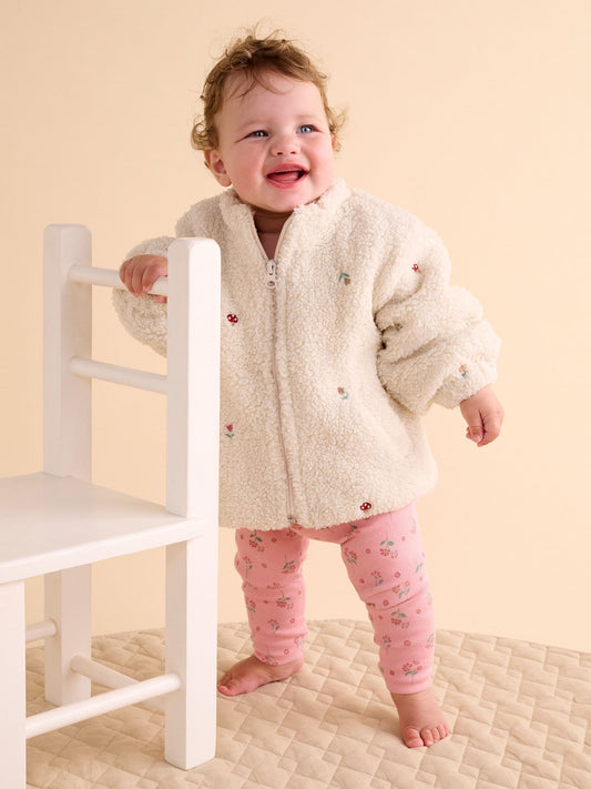 Dsiney Kidz - Purebaby White Fluffy Embroidered Zip Jacket image 2