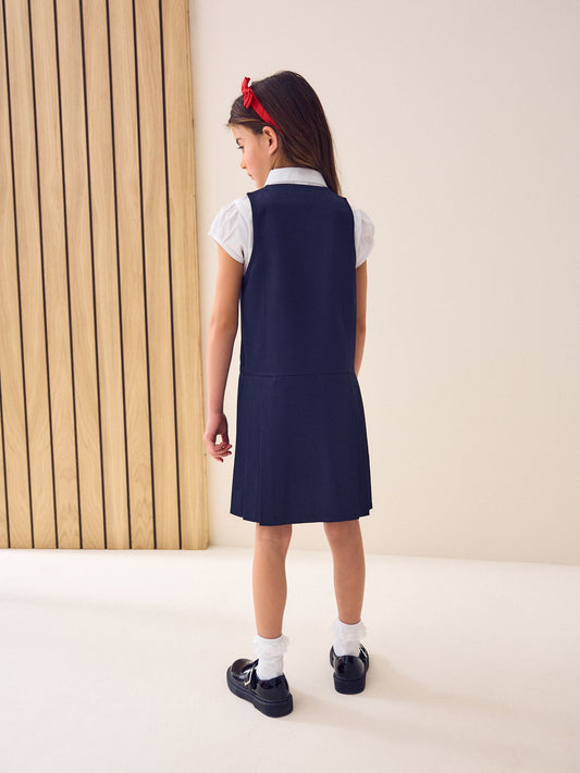 Dsiney Kidz - Navy Embroidered Zip Front Pinafore School Dress (3-14yrs) image 2